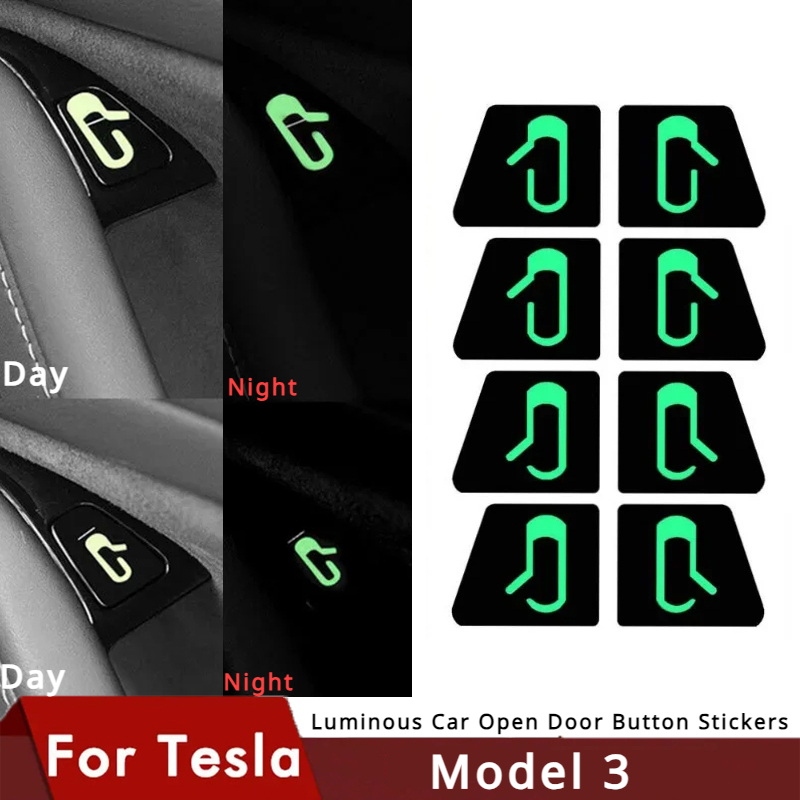 Tesla Tablet Accessories - Świecące naklejki na przyciski otwierania drzwi